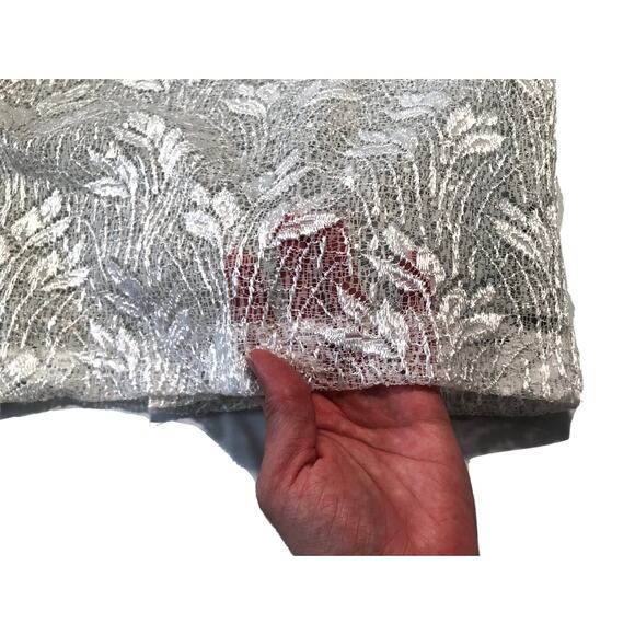 Michaelangelo Silver Floral Lace w/ Sequin Slip Prom Formal Dress Size 3/4 - Picture 9 of 14